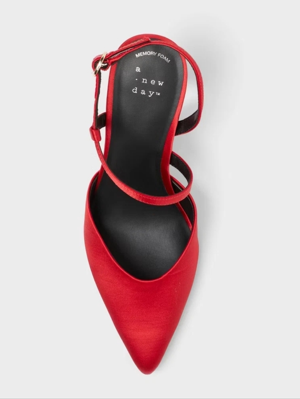 a new day Red Satin Pointed-Toe Strappy Heels